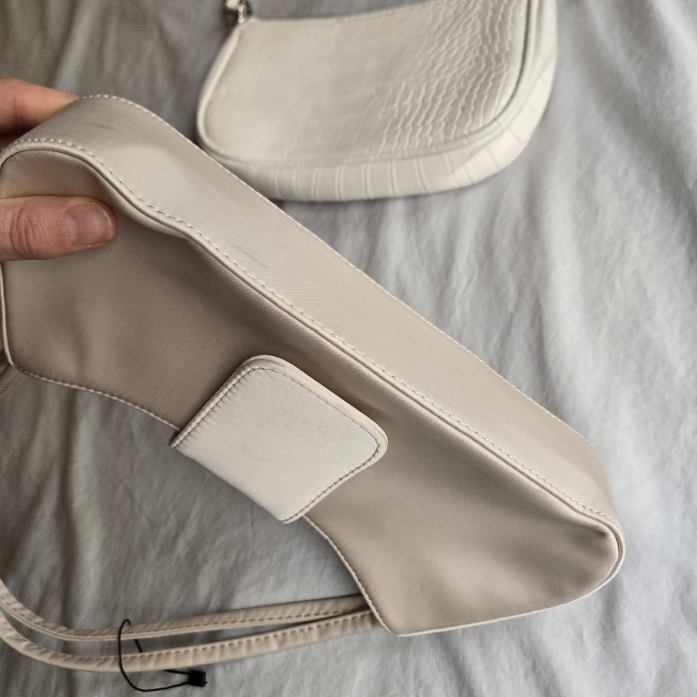 Set 2: Ivory Mini Purse shoulder bags - alligator & satin zip top 90s y2k - Picture 8 of 8